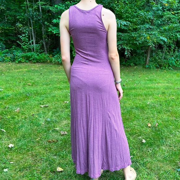 GAP soft gray purple stripe soft maxi dress, XS/S. - Picture 6 of 6